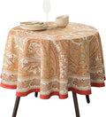 Maison d' Hermine Table Cloth Round Table 100% Cotton 69 Inches Fall Tablecloth Reusable Everyday Use for Thanksgiving Christmas Decorations Dining Farmhouse Party (Kashmir Paisley)