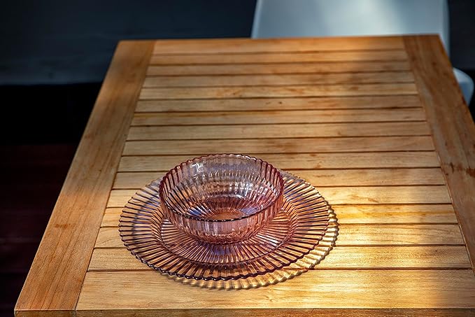 Fortessa Archie Glass 12 Piece Dinnerware Set, Service for 4, Pink