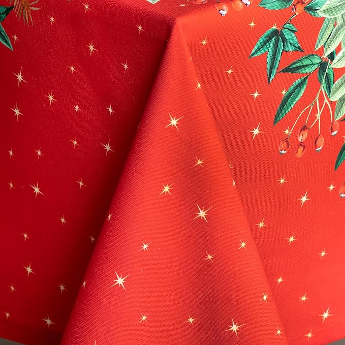 Maison d' Hermine Table Cloth Square Table 100% Cotton 54 x 54 Inches Fall Tablecloth Reusable Everyday Use for Thanksgiving Christmas Decorations Dining Farmhouse Party (Noel)