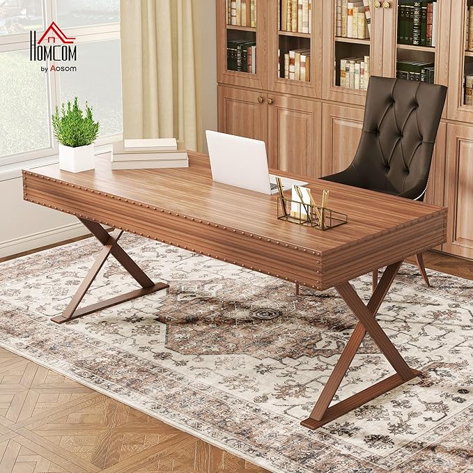 HOMCOM Washable Area Rug, 5'x7' Vintage Indoor Distressed Carpet, Retro Floor Cover Foldable, Floral Print Mat for Living Room, Bedroom, Dining Room, Tan