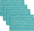 Sweet Home Collection 100% Cotton Placemats for Dining Room Rectangle Two Tone Woven Fabric 13" x 19" Soft Durable Table Mat Set, Set of 6, Turquoise
