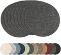 13"Round Placemats Set of 8, Reversible Faux Leather Heat Resistant Table Mats, 100% Waterproof Oilproof Wipeable Table Protective Placemats for Vinyl, Washable for Indoor & Outdoor Use (8, Deep Gray)