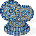 ZULYSTO 100 Count Boho Paper Plates (50×7"+ 50×9") – Disposable Plates for Party, Retro Bohemian Style Dessert Dinner Plate Set for Daily Use, Holiday, Wedding, Events