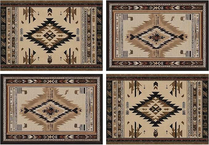 Southwestern Placemats Set of 4 Washable Table Place Mats for Dining Kitchen Party Decor
