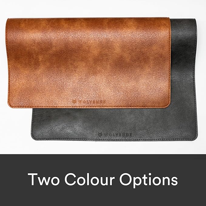 Premium Distressed Faux Vegan Leather Desk Mat | Multifunctional Desk Pad for Home Office | (Black/Grey, 15.75" x 36")