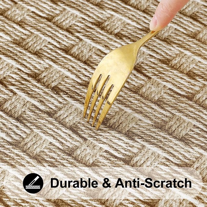 Smiry Rectangle Table Cloth Cover, Waterproof Elastic Fitted Picnic Tablecloth for 6 Foot Tables, Wipeable Flannel Backed Vinyl Tablecloths for Camping, Dining, Outdoor (Sand, 30" x 72")