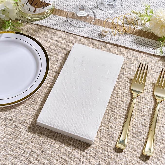 Vplus 1020 Pack Paper Napkins Guest Towels Disposable Premium Quality 2-ply Dinner Napkins Disposable Soft, Absorbent, Party Napkins Wedding Napkins for Kitchen, Parties, Dinners or Events(White)