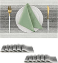 Leetaltree Black with White Woven Placemats Set of 12 - Heat Resistant Non-Slip Place mats for Dining Table, Washable Durable PVC Vinyl Woven Table Mats(Black with White, 12)