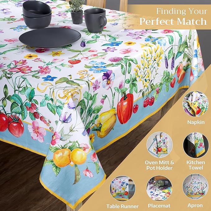 Maison d' Hermine Table Cloth Rectangle Table 100% Cotton 70 x 90 Inches Tablecloth Reusable Decorative for Dining Room Farmhouse Home Valentines Day Decorations Spring Summer - Giverny