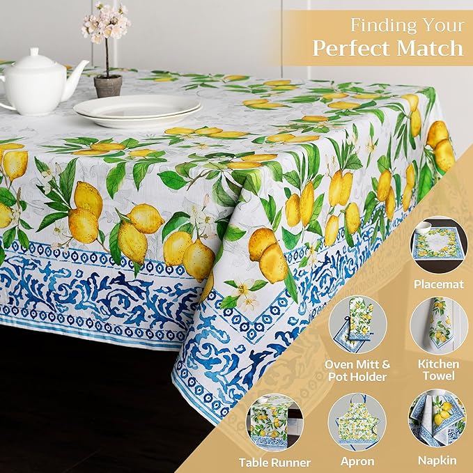 Maison d' Hermine Table Cloth Rectangle Table 100% Cotton 70 x 120 Inches Tablecloth Reusable Decorative for Dining Room Farmhouse Home Valentines Day Decorations Spring Summer - Cedrat
