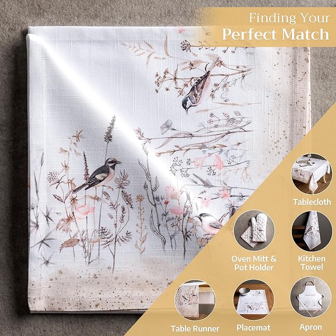 Maison d' Hermine Cloth Napkins Set of 4 100% Cotton Everyday Reusable Square Napkins Cloth Washable Dinner Wedding Valentines Day Decorations Spring/Summer (Meadow Florals - Brown, 20" x 20")