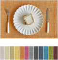 Softalker Faux Linen Placemats Set of 8-12 x 18 Inch, Heat Resistant Double Layered Durable Burlap Farmhouse Place Mats, Non-Slip Washable Rustic Table Mats for Dining, Kitchen, Party（Orange