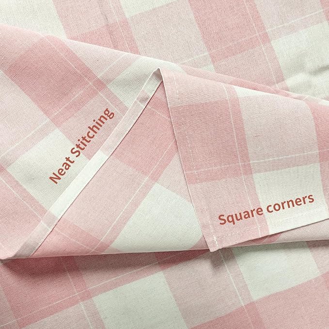 BALCONY & FALCON Rectangle Gingham Table Cloth – Water-Resistant Cotton Blend Washable Checkered Tablecloth for Valentine，Outdoor Picnic, Camping, Kitchen, Party Decor (Pink White, 55x71 Inch)