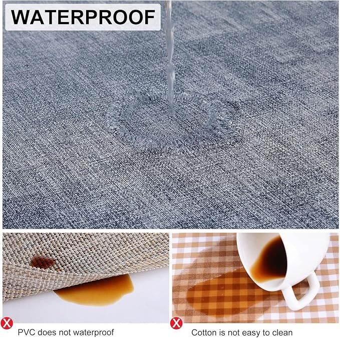 homing Faux Leather Heat Resistant Placemats 6 Packs, Waterproof Wipeable Dining PU Place Mats for Indoor & Outdoor, Easy to Clean, Denim Blue
