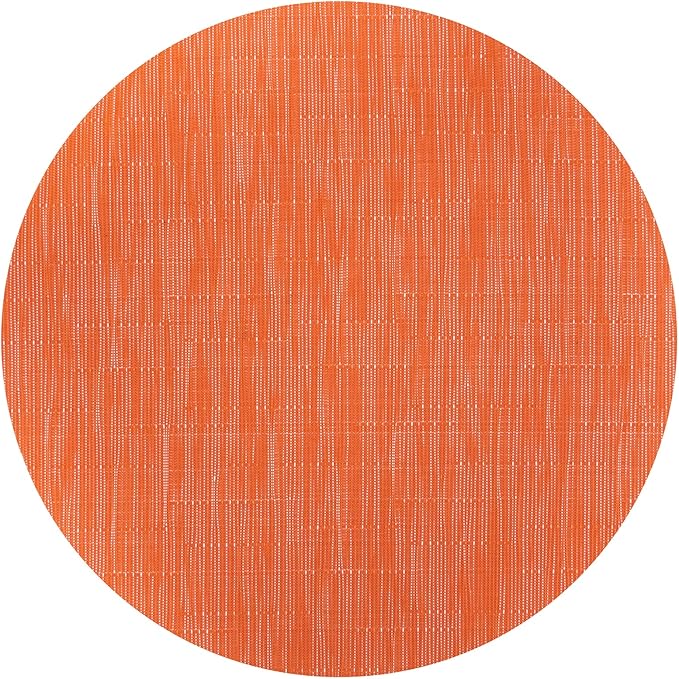 SHACOS Round Table Placemats Set of 5 Woven Vinyl Wedge Placemats with Centerpiece Round Table Mats Heat Resistant Wipe Clean (5, Orange)