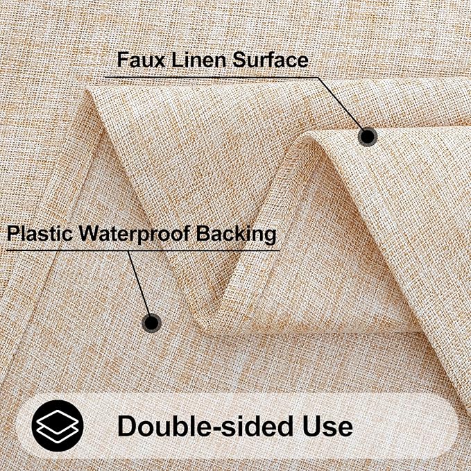 Smiry Rectangle Faux Champagne Table Cloth, Waterproof Burlap Fabric Tablecloth, Washable Decorative Farmhouse Table Covers for Kitchen, Dining, Parties, 60x102, Champagne