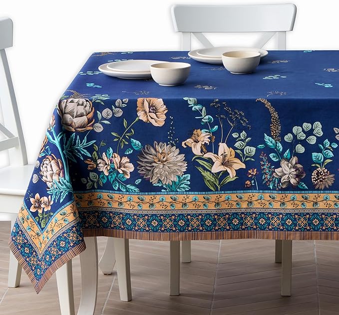 Maison d' Hermine Premium Table Cloth Rectangle Table 100% Combed Cotton 108 x 70 Inches Tablecloth Reusable Decorative for Dining Room, Farmhouse, Home, Party, Festive & Wedding - Artichoke