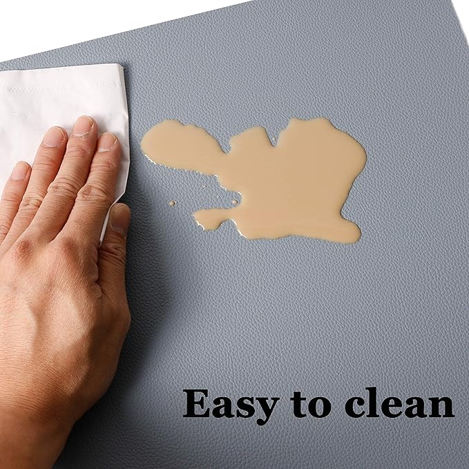Wipeable Placemats Leather Table Mats Waterproof Heat-Resistant Easy to Clean for Dining Table Set Kitchen Table (4, Pale Blue)