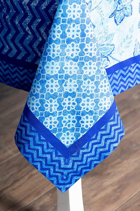 Maison d' Hermine Table Cloth Rectangle Table 100% Cotton 70 x 120 Inches Tablecloth Reusable Decorative for Dining Room Farmhouse Home Valentines Day Decorations Spring Summer - Indigo Love