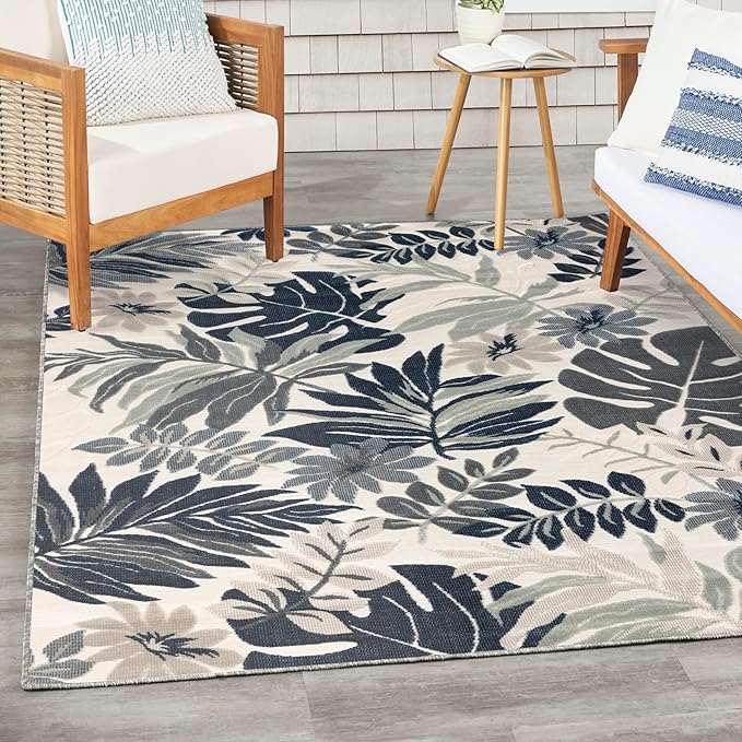 Nourison Home Suncoast Blue 4' x 6' Area Rug - Easy Clean, Non Shedding, Bed Room, Living Room, Dining Room, Kitchen (4' x 6')