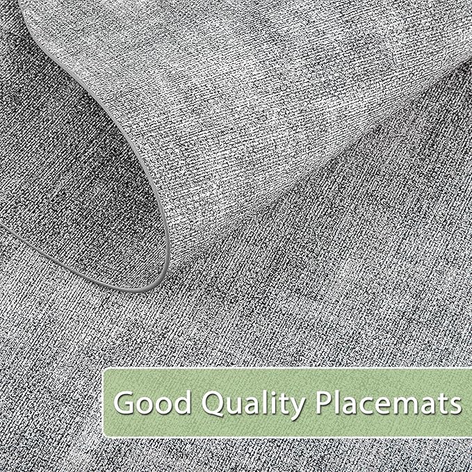 Placemats for Dining Table Set of 4 Non-Slip, Heat Resistant Oval Leather Placemat Double Layer, Waterproof Table Mats Easy to Clean for Kitchen Dining Room Coffee Office Table, Grey