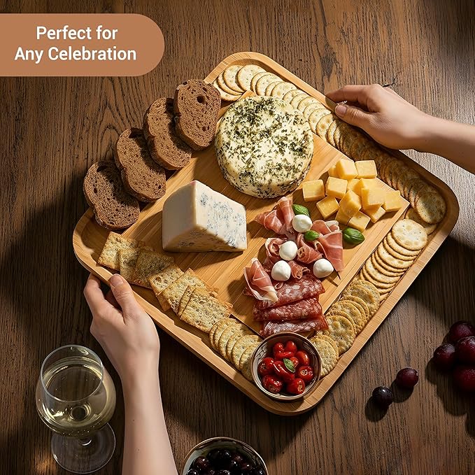 Charcuterie Board Set – Includes Slide-Out Drawer, Complete Hosting Kit with Stainless Utensils, Wine Opener, Slate Labels & Snack Tray – Ideal Gift for Housewarming & Wedding – 13pcs Set