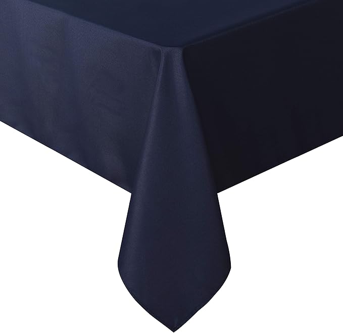 sancua Square Tablecloth - 60 x 60 Inch - Water Resistant Spill Proof Washable Polyester Table Cloth, Decorative Fabric Table Cover for Dining Tables, Buffet Parties and Camping, Navy