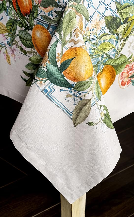 Maison d' Hermine Table Cloth Square Table 100% Cotton 60 x 60 Inches Tablecloth Reusable Decorative for Dining Room Farmhouse Home Valentines Day Decorations Spring Summer - Agrume