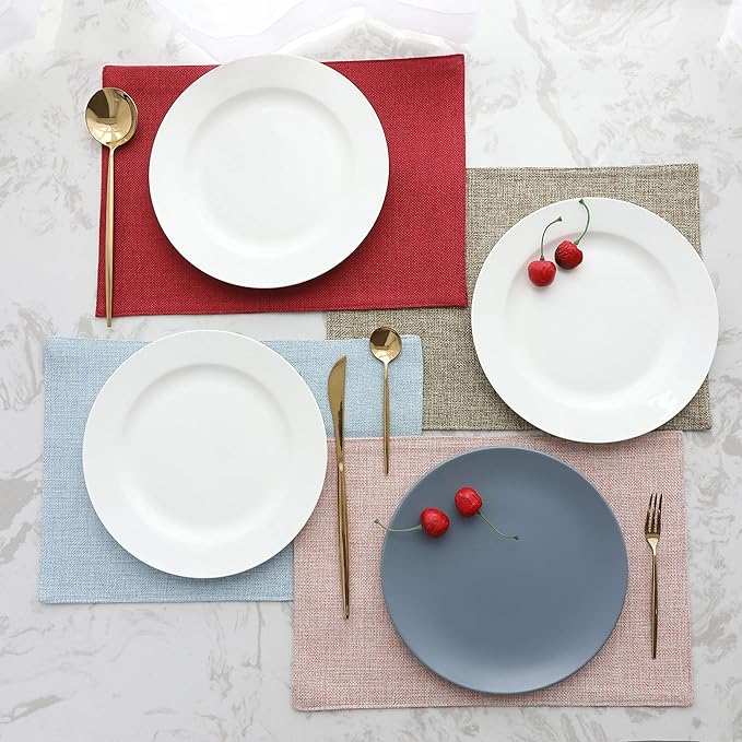 Home Brilliant Placemats Set of 8 Heat Resistant Dining Table Place Mats for Kitchen Table Party Dinner Valentines Decorations, 13 x 19 inches, Apricot Pink