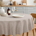 JIUZHEN Faux Linen Round Tablecloths 54 inch, Decorative Wrinkle Free Texture Rustic Circle Table Cloth Cover for Kitchen, Dining, Party, Wedding, Outdoor Use (54 Inch Round,Stone)