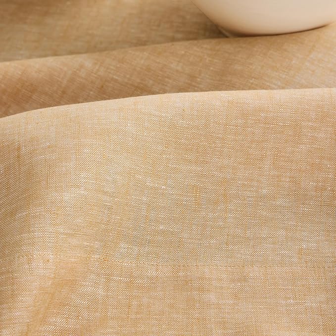 Solino Home Linen Tablecloth 60 x 90 Inch - 100% Pure Linen Golden Nugget Table Cloth for Rectangle Tables - Athena, Machine Washable Tablecloth for Spring, Easter