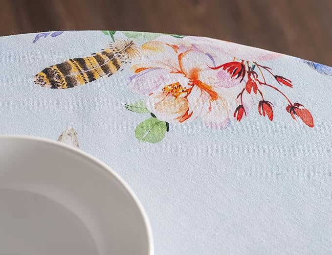 Maison d' Hermine Table Cloth Round Table 100% Cotton 69 Round Inches Tablecloth Reusable Decorative for Dining Room Farmhouse Home Valentines Day Decorations Spring Summer - Ibiza - Blue