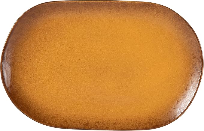Bloomhouse - Two Time Oprah's Favorite Things Winner - Palermo Sun 2 Piece Serving Bowl and Oval Platter Stoneware Reactive Glaze Serveware Set - Turmeric Yellow