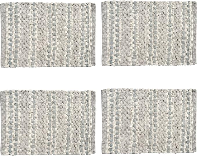 Park Designs All is Calm Chindi Placemat Set of 4 | Gray Striped Braided Cotton Table Mats | Neutral Dining Accents for Winter Meals | Seasonal Decorative Tabletop Linens for Christmas & Everyday Use