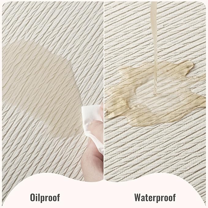 Jovono Faux Leather Placemats Set of 4, Waterproof Washable Table Mats, Easy-Clean Heat Resistant Kitchen Vinyl Place Mat for Dining Table, Restaurant, Indoor, 17.8"x11.8", Ivory