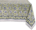 ATOSII Amara Green 100% Cotton Rectangle Fall Tablecloth, Handblock Floral Print Linen Table Cloth for Kitchen Dining I Parties, Weddings, Outdoors, Easter I Home Decor 60 X 90 Inches I 6 Seater