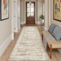 Washable Runner Rug, 2'6" x 8' Non-Slip Kitchen Vintage Foldable Hallway Runners for Entryway, Laundry, Bedroom, Brown