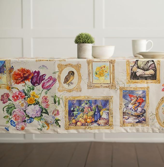 Maison d' Hermine Table Cloth Square Table 100% Cotton 60 x 60 Inches Tablecloth Reusable Decorative for Dining Room Farmhouse Home Valentines Day Decorations Spring Summer - Masterpiece
