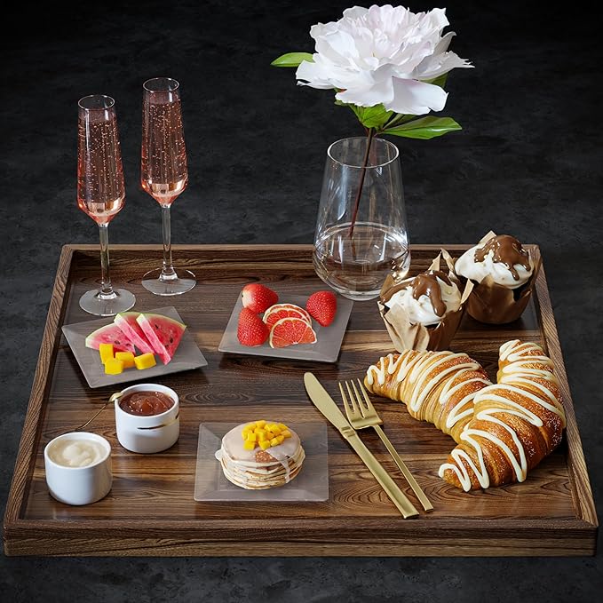 Exquisite Mini Disposable Appetizer Plates - 100 Pack 4.5" x 4.5" Crystal Clear Plastic Dessert Plates - Elegant Design for Weddings, Birthdays, Formal Parties - Stackable & Convenient - BPA Free
