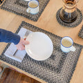 Homespice Flint Hill Dining Placemats, Warm Primitive Decor, Set of 6, Grey - 13x19 Rectangle Table Mats - Vibrant Colors, Durable, Easy to Clean and Protects Furniture