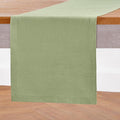 Solino Home Linen Small Table Runner 60 Inches - Athena, 100% Pure Linen Chambray Olive Table Runner 14 x 60 Inch Ideal for Dresser and Coffee Tables - Spring, St Patricks Day