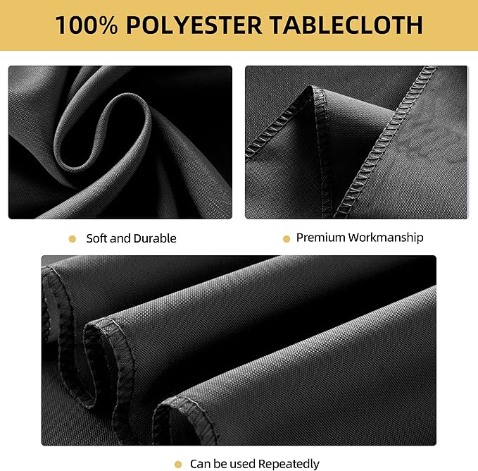 2-Pack 60x102 inch Grey Table Cloths, Solid Stain and Wrinkle Resistant Oblong Tablecloth, Premium Plain Weave Polyester Fabric Rectangle Table Linen Covers for Hotel, Wedding