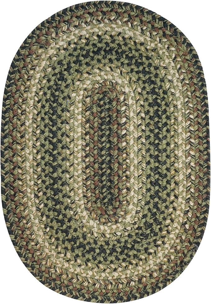 Homespice Pinecone Jute Braided Placemats, Warm Country Rustic Decor, Set of 4, Green 13x19 Oval Table Mats - Vibrant Colors, Durable, Easy to Clean and Protects Furniture