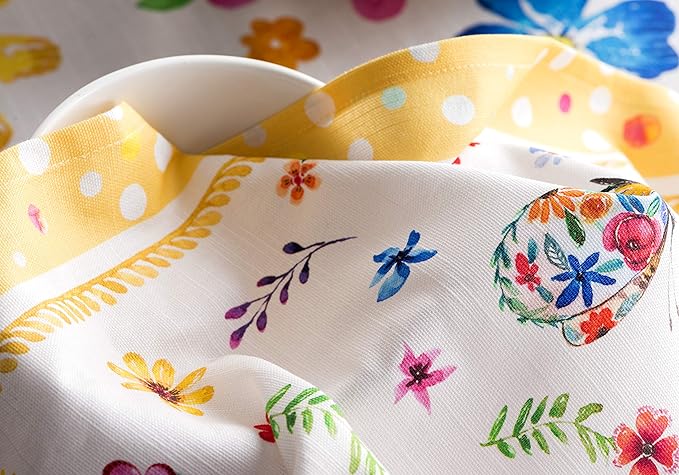 Maison d' Hermine Cloth Napkins Set of 4 100% Cotton Everyday Reusable Square Napkins Cloth Washable Dinner Wedding Valentines Day Decorations Spring/Summer (Happy Florals - Sweety, 20" x 20")