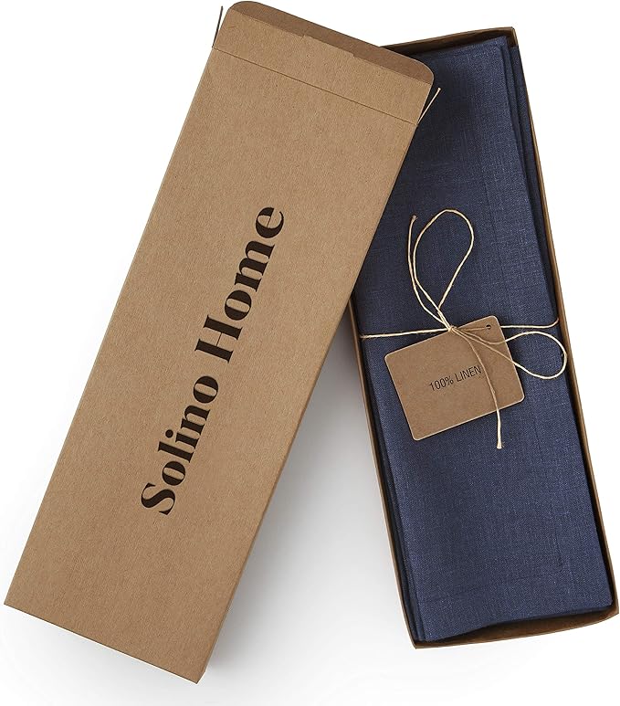 Solino Home Navy Blue Placemats Set of 4 - 100% Pure Linen Placemats 14 x 14 Inch for Winter, Spring, Easter - Fete