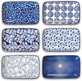 Selamica Ceramic 9.5 Inch Large Rectangular Salad Plates, Dinner Plates, Pasta Dessert Plates Serving Platters and Trays for Appetizer, Sushi, Fruit, Set of 6, Vintage Blue