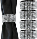 Ashford Napkin Ring, Sparkling Glass Rhinestones, for Cloth Napkins, Elegant Formal Dining Table Setting, Event, Wedding, Charcoal, 2", Set of 4