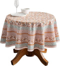 Maison d' Hermine Table Cloth Round Table 100% Cotton 63 Inches Fall Tablecloth Reusable Everyday Use for Thanksgiving Christmas Decorations Dining Farmhouse Party (Nila)