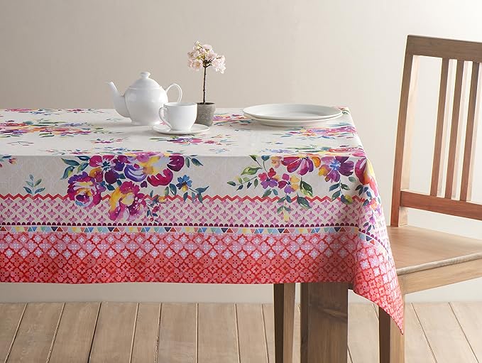 Maison d' Hermine Table Cloth Rectangle Table 100% Cotton 70 x 120 Inches Tablecloth Reusable Decorative for Dining Room Farmhouse Home Valentines Day Decorations Spring Summer - Rose Garden