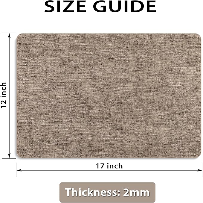 Placemats Set of 12 Washable, Heat Resistant Table Placemats Wipeable Faux Leather Place Mats Non Slip, Waterproof Square Table Mats for Indoor Outdoor, Apricot